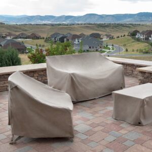 Modern Leisure Garrison Patio Chaise Lounge Cover - Waterproof Fabric - Outdoor Furniture Protection Perfect for Patio, Deck, and Porch - 65" L x 28" W x 29" H - Sandstone