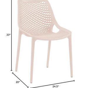 Meridian Furniture 328Pink Modern | Contemporary Patio Dining Chair with Polypropylene Plastic, Weather Resisting for Indoor or Outdoor Use, Set of 4, 20" W x 24.5" D x 33" H, Pink