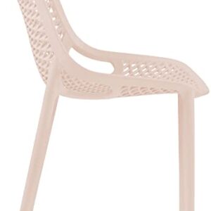 Meridian Furniture 328Pink Modern | Contemporary Patio Dining Chair with Polypropylene Plastic, Weather Resisting for Indoor or Outdoor Use, Set of 4, 20" W x 24.5" D x 33" H, Pink