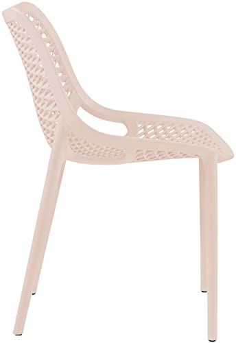 Meridian Furniture 328Pink Modern | Contemporary Patio Dining Chair with Polypropylene Plastic, Weather Resisting for Indoor or Outdoor Use, Set of 4, 20" W x 24.5" D x 33" H, Pink