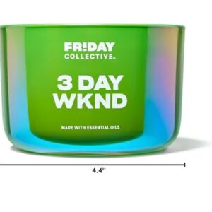 Friday Collective 3 Day Wknd Candle, Fruity Scented, Made with Essential Oils, 3 Wicks, 13.5 oz