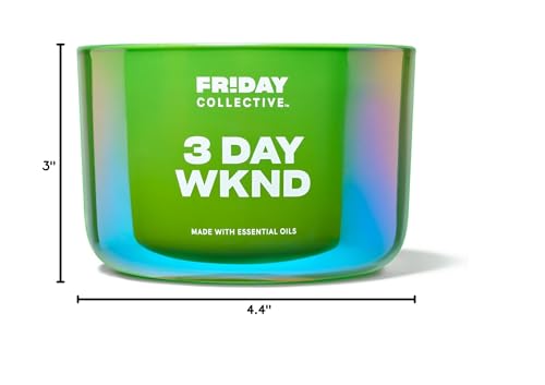 Friday Collective 3 Day Wknd Candle, Fruity Scented, Made with Essential Oils, 3 Wicks, 13.5 oz