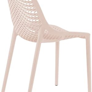 Meridian Furniture 328Pink Modern | Contemporary Patio Dining Chair with Polypropylene Plastic, Weather Resisting for Indoor or Outdoor Use, Set of 4, 20" W x 24.5" D x 33" H, Pink