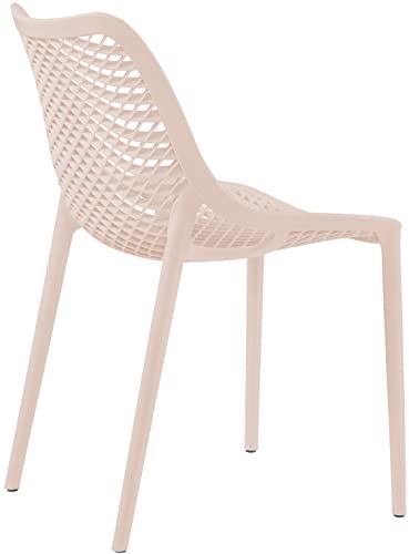 Meridian Furniture 328Pink Modern | Contemporary Patio Dining Chair with Polypropylene Plastic, Weather Resisting for Indoor or Outdoor Use, Set of 4, 20" W x 24.5" D x 33" H, Pink