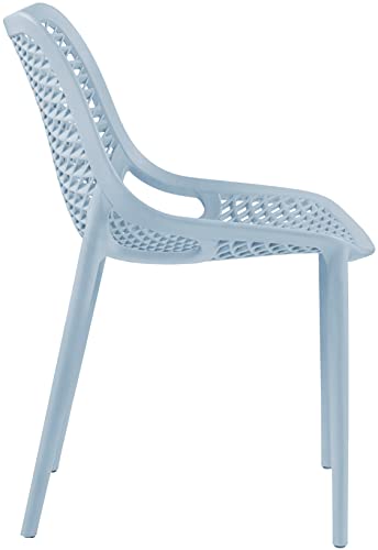 Meridian Furniture 328SkyBlue Modern | Contemporary Patio Dining Chair with Polypropylene Plastic, Weather Resisting for Indoor or Outdoor Use, Set of 4, 20" W x 24.5" D x 33" H, Sky Blue