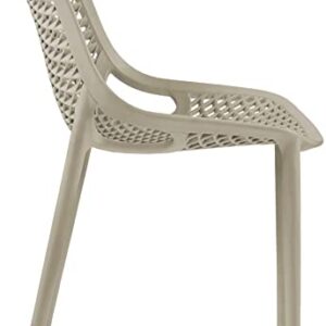 Meridian Furniture 328Taupe Mykonos Collection Modern | Contemporary Outdoor Patio Dining Chair with Taupe Polypropylene Plastic, Weather Resisting, 20" W x 24.5" D x 33" H, Taupe, Set of 4