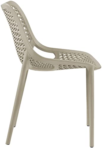 Meridian Furniture 328Taupe Mykonos Collection Modern | Contemporary Outdoor Patio Dining Chair with Taupe Polypropylene Plastic, Weather Resisting, 20" W x 24.5" D x 33" H, Taupe, Set of 4