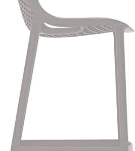 Meridian Furniture 330Grey Mykonos Collection Modern | Contemporary Outdoor Patio Stool with Grey Polypropylene Plastic, Weather Resisting, 17.5" W x 21" D x 38" H, Grey, Set of 4