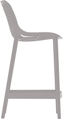 Meridian Furniture 330Grey Mykonos Collection Modern | Contemporary Outdoor Patio Stool with Grey Polypropylene Plastic, Weather Resisting, 17.5" W x 21" D x 38" H, Grey, Set of 4