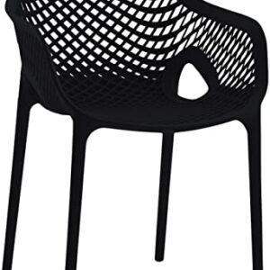 Meridian Furniture 329Black Modern | Contemporary Patio Dining Chair with Polypropylene Plastic, Weather Resisting for Indoor or Outdoor Use, Set of 4, 22.5" W x 24.5" D x 31.5" H, Black