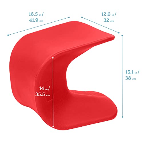 ECR4Kids Wave Seat, 14in - 15.1in Seat Height, Perch Stool, Red, 2-Pack