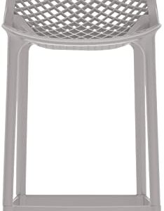 Meridian Furniture 330Grey Mykonos Collection Modern | Contemporary Outdoor Patio Stool with Grey Polypropylene Plastic, Weather Resisting, 17.5" W x 21" D x 38" H, Grey, Set of 4