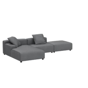 Acanva Luxury Modern Modular L-Shape Sectional Sofa Set, 3 Seat Upholstered Couch with Chaise Lounge for Living Room Bedroom Apartment, Dark Grey