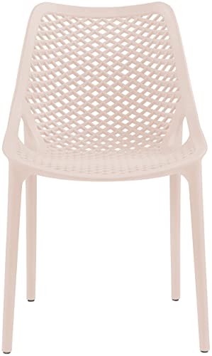 Meridian Furniture 328Pink Modern | Contemporary Patio Dining Chair with Polypropylene Plastic, Weather Resisting for Indoor or Outdoor Use, Set of 4, 20" W x 24.5" D x 33" H, Pink