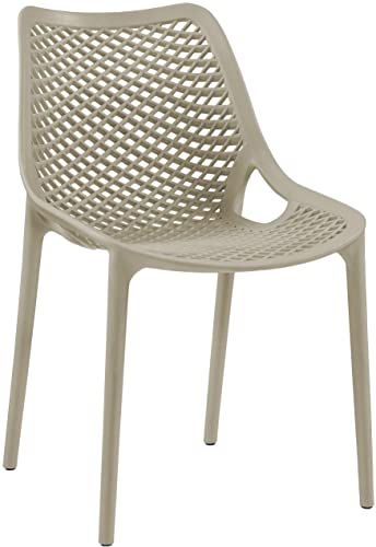 Meridian Furniture 328Taupe Mykonos Collection Modern | Contemporary Outdoor Patio Dining Chair with Taupe Polypropylene Plastic, Weather Resisting, 20" W x 24.5" D x 33" H, Taupe, Set of 4