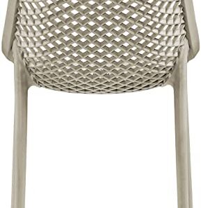 Meridian Furniture 328Taupe Mykonos Collection Modern | Contemporary Outdoor Patio Dining Chair with Taupe Polypropylene Plastic, Weather Resisting, 20" W x 24.5" D x 33" H, Taupe, Set of 4