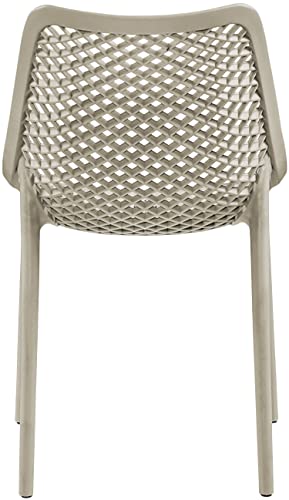 Meridian Furniture 328Taupe Mykonos Collection Modern | Contemporary Outdoor Patio Dining Chair with Taupe Polypropylene Plastic, Weather Resisting, 20" W x 24.5" D x 33" H, Taupe, Set of 4