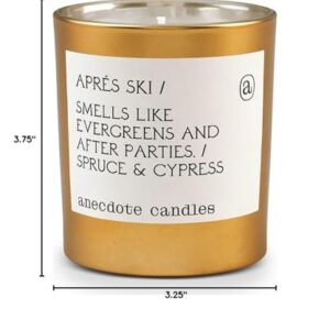 Anecdote 'Apres Ski' Coconut Soy Wax Candle Jar | Premium Hand Poured & Long Burning | Spruce & Cypress Scent | Phthalate-Free | for Home, Office, Gift - 9 Oz