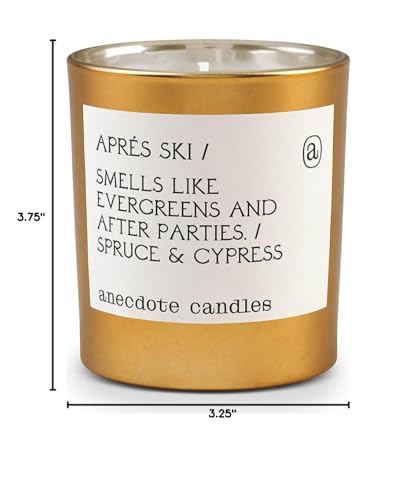 Anecdote 'Apres Ski' Coconut Soy Wax Candle Jar | Premium Hand Poured & Long Burning | Spruce & Cypress Scent | Phthalate-Free | for Home, Office, Gift - 9 Oz