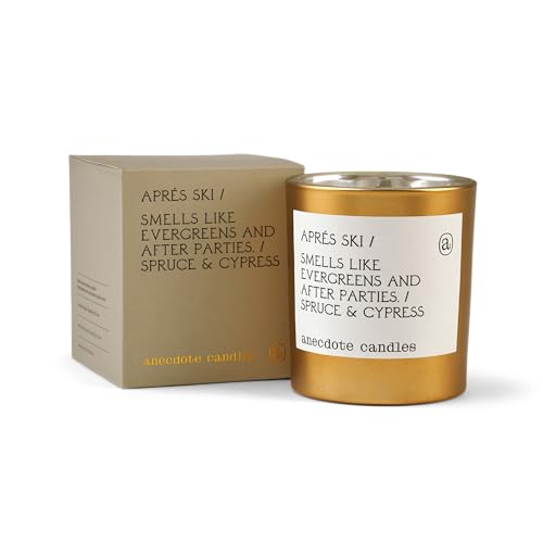 Anecdote 'Apres Ski' Coconut Soy Wax Candle Jar | Premium Hand Poured & Long Burning | Spruce & Cypress Scent | Phthalate-Free | for Home, Office, Gift - 9 Oz