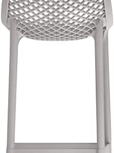 Meridian Furniture 330Grey Mykonos Collection Modern | Contemporary Outdoor Patio Stool with Grey Polypropylene Plastic, Weather Resisting, 17.5" W x 21" D x 38" H, Grey, Set of 4