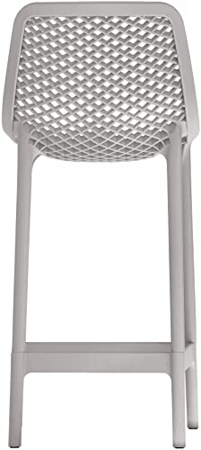 Meridian Furniture 330Grey Mykonos Collection Modern | Contemporary Outdoor Patio Stool with Grey Polypropylene Plastic, Weather Resisting, 17.5" W x 21" D x 38" H, Grey, Set of 4