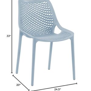 Meridian Furniture 328SkyBlue Modern | Contemporary Patio Dining Chair with Polypropylene Plastic, Weather Resisting for Indoor or Outdoor Use, Set of 4, 20" W x 24.5" D x 33" H, Sky Blue