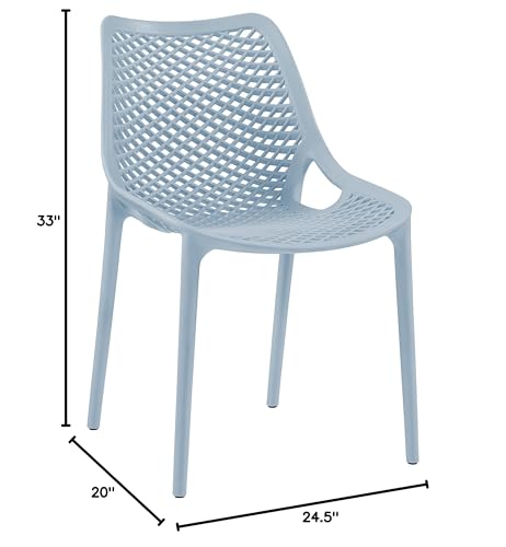 Meridian Furniture 328SkyBlue Modern | Contemporary Patio Dining Chair with Polypropylene Plastic, Weather Resisting for Indoor or Outdoor Use, Set of 4, 20" W x 24.5" D x 33" H, Sky Blue