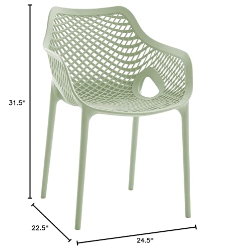 Meridian Furniture 329Mint Modern | Contemporary Patio Dining Chair with Polypropylene Plastic, Weather Resisting for Indoor or Outdoor Use, Set of 4, 22.5" W x 24.5" D x 31.5" H, Mint