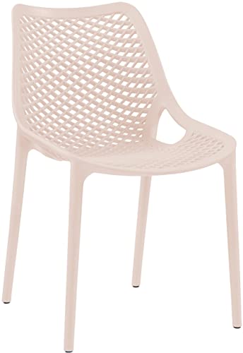 Meridian Furniture 328Pink Modern | Contemporary Patio Dining Chair with Polypropylene Plastic, Weather Resisting for Indoor or Outdoor Use, Set of 4, 20" W x 24.5" D x 33" H, Pink