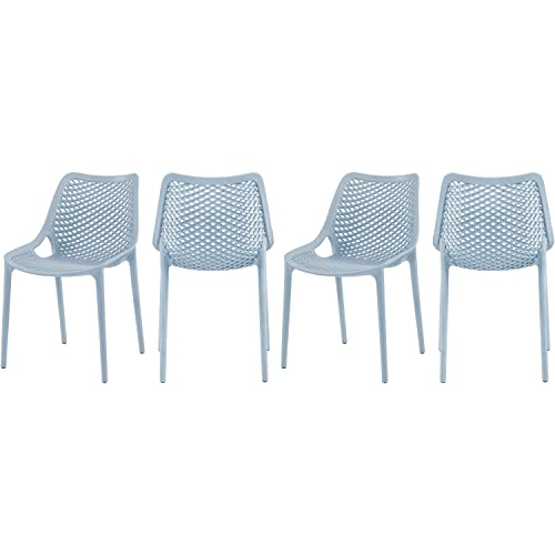 Meridian Furniture 328SkyBlue Modern | Contemporary Patio Dining Chair with Polypropylene Plastic, Weather Resisting for Indoor or Outdoor Use, Set of 4, 20" W x 24.5" D x 33" H, Sky Blue