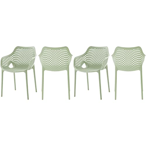 Meridian Furniture 329Mint Modern | Contemporary Patio Dining Chair with Polypropylene Plastic, Weather Resisting for Indoor or Outdoor Use, Set of 4, 22.5" W x 24.5" D x 31.5" H, Mint