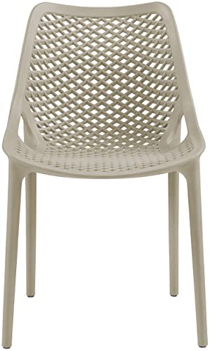 Meridian Furniture 328Taupe Mykonos Collection Modern | Contemporary Outdoor Patio Dining Chair with Taupe Polypropylene Plastic, Weather Resisting, 20" W x 24.5" D x 33" H, Taupe, Set of 4