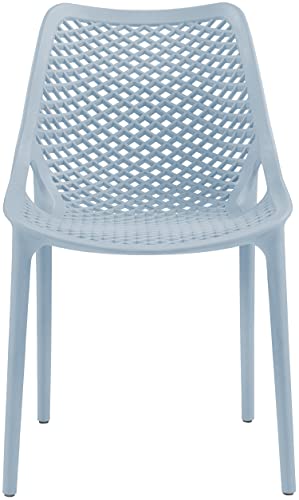 Meridian Furniture 328SkyBlue Modern | Contemporary Patio Dining Chair with Polypropylene Plastic, Weather Resisting for Indoor or Outdoor Use, Set of 4, 20" W x 24.5" D x 33" H, Sky Blue