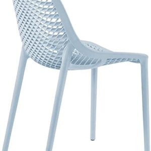 Meridian Furniture 328SkyBlue Modern | Contemporary Patio Dining Chair with Polypropylene Plastic, Weather Resisting for Indoor or Outdoor Use, Set of 4, 20" W x 24.5" D x 33" H, Sky Blue