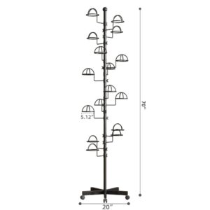 Thick forest Hat Rack with 15 Circular Hooks, Floor Hat Stand Freestanding Hat Rack Stand, Adjustable Hat Display Stand Suitable for Home or Store