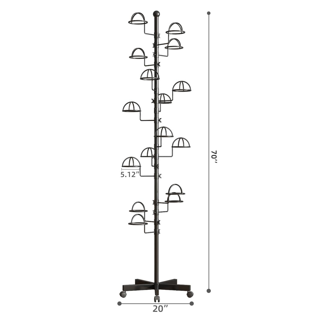 Thick forest Hat Rack with 15 Circular Hooks, Floor Hat Stand Freestanding Hat Rack Stand, Adjustable Hat Display Stand Suitable for Home or Store