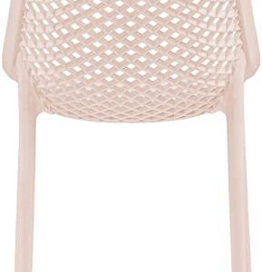 Meridian Furniture 328Pink Modern | Contemporary Patio Dining Chair with Polypropylene Plastic, Weather Resisting for Indoor or Outdoor Use, Set of 4, 20" W x 24.5" D x 33" H, Pink