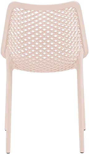 Meridian Furniture 328Pink Modern | Contemporary Patio Dining Chair with Polypropylene Plastic, Weather Resisting for Indoor or Outdoor Use, Set of 4, 20" W x 24.5" D x 33" H, Pink