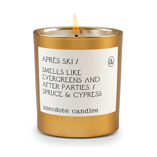 Anecdote 'Apres Ski' Coconut Soy Wax Candle Jar | Premium Hand Poured & Long Burning | Spruce & Cypress Scent | Phthalate-Free | for Home, Office, Gift - 9 Oz