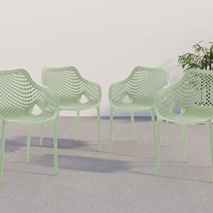 Meridian Furniture 329Mint Modern | Contemporary Patio Dining Chair with Polypropylene Plastic, Weather Resisting for Indoor or Outdoor Use, Set of 4, 22.5" W x 24.5" D x 31.5" H, Mint