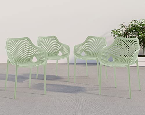 Meridian Furniture 329Mint Modern | Contemporary Patio Dining Chair with Polypropylene Plastic, Weather Resisting for Indoor or Outdoor Use, Set of 4, 22.5" W x 24.5" D x 31.5" H, Mint