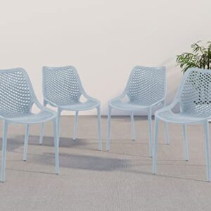 Meridian Furniture 328SkyBlue Modern | Contemporary Patio Dining Chair with Polypropylene Plastic, Weather Resisting for Indoor or Outdoor Use, Set of 4, 20" W x 24.5" D x 33" H, Sky Blue