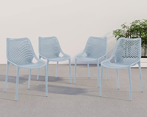 Meridian Furniture 328SkyBlue Modern | Contemporary Patio Dining Chair with Polypropylene Plastic, Weather Resisting for Indoor or Outdoor Use, Set of 4, 20" W x 24.5" D x 33" H, Sky Blue