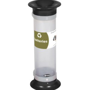 Glasdon C-Thru 10Q Battery Recycling Tube (Black) – Small Battery Recycling Bin – Compact 10Q Battery Collection Tube – Standard/Recycle Across America Decals (Recycle Across America Decal)