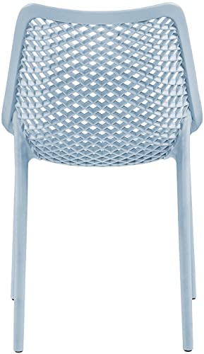 Meridian Furniture 328SkyBlue Modern | Contemporary Patio Dining Chair with Polypropylene Plastic, Weather Resisting for Indoor or Outdoor Use, Set of 4, 20" W x 24.5" D x 33" H, Sky Blue