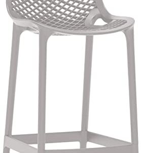 Meridian Furniture 330Grey Mykonos Collection Modern | Contemporary Outdoor Patio Stool with Grey Polypropylene Plastic, Weather Resisting, 17.5" W x 21" D x 38" H, Grey, Set of 4