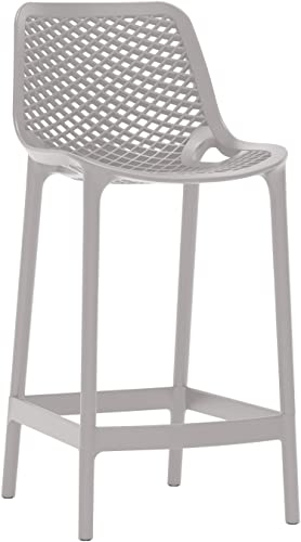 Meridian Furniture 330Grey Mykonos Collection Modern | Contemporary Outdoor Patio Stool with Grey Polypropylene Plastic, Weather Resisting, 17.5" W x 21" D x 38" H, Grey, Set of 4