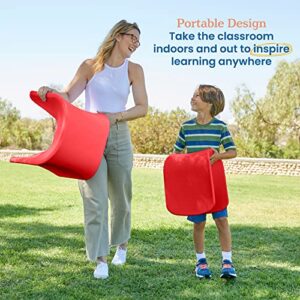 ECR4Kids Wave Seat, 14in - 15.1in Seat Height, Perch Stool, Red, 2-Pack