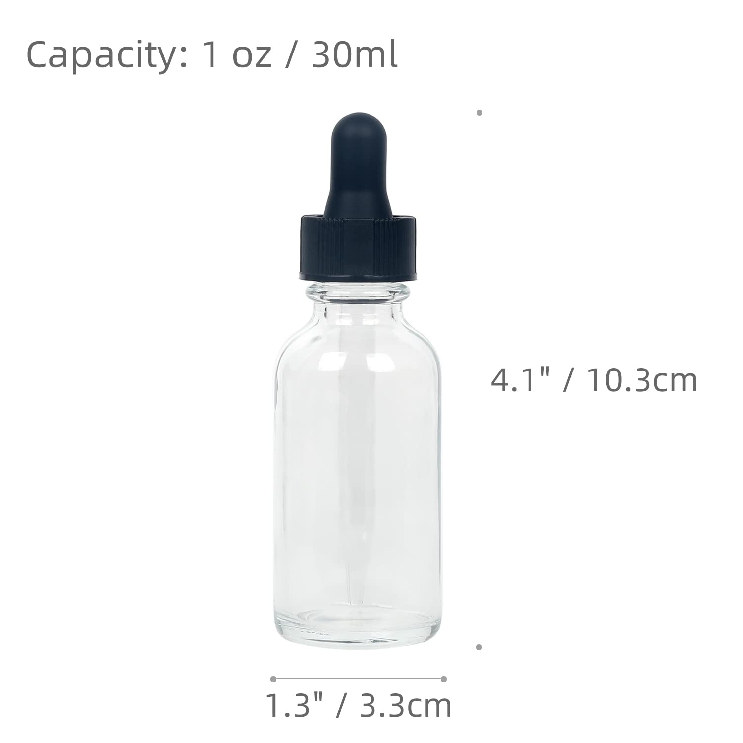 Magic Season Boston Round Glass Bottles (Transparent/ 1 fl oz. with Droppers/ 2 Pcs)